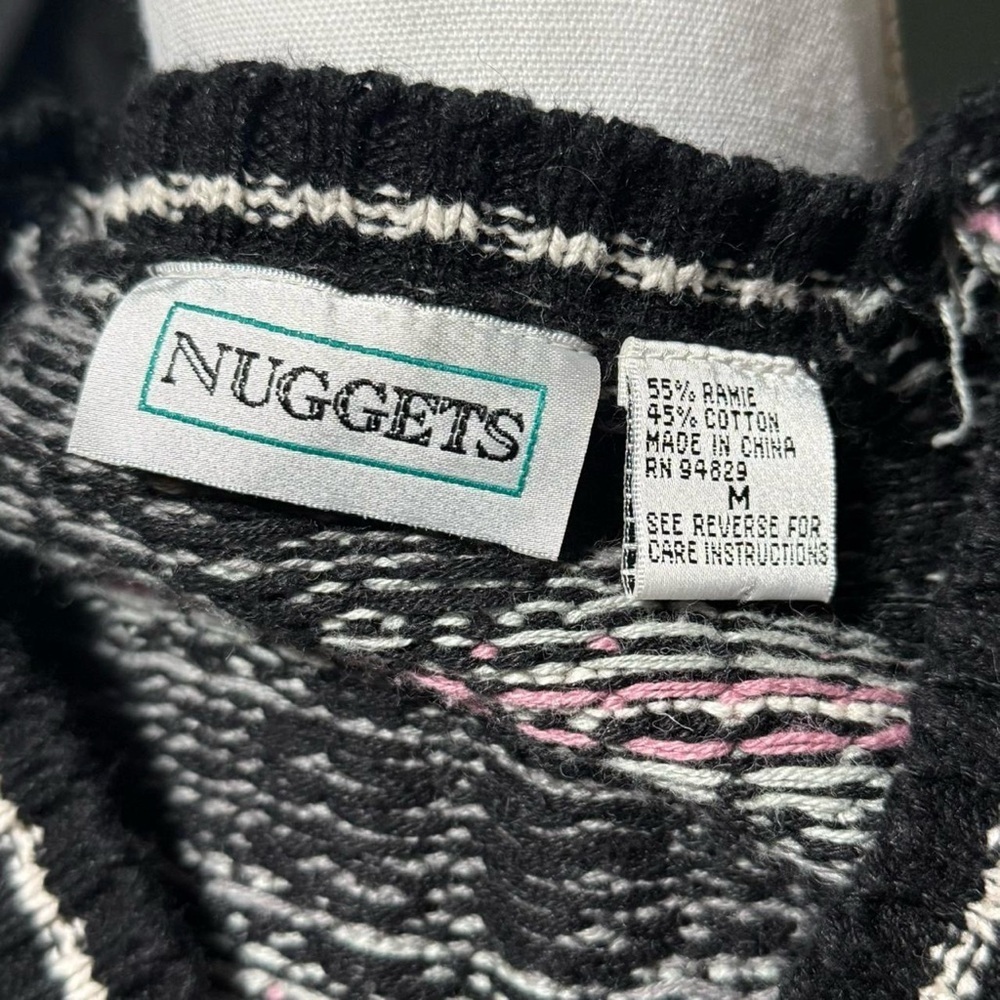 Vintage Nuggets Plaid Knit Sweater Vest Womens M Black Gray V-Neck Preppy 90s - Picture 6 of 6